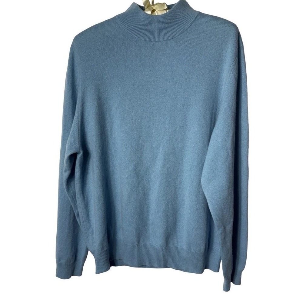 Charter Club Women's 100% 2-Ply Cashmere Mock Neck Sweater Blue Sz XL Pull On